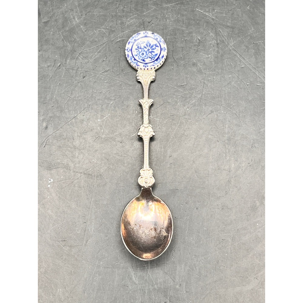 Dutch Gardens‎ Silverplate Spoon Blue White Floral Holland 4.5" Demitasse